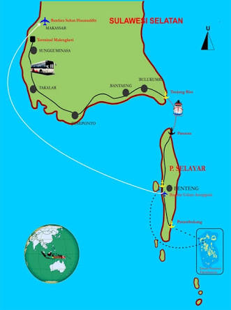 Ilustrasi peta menuju pulau selayar